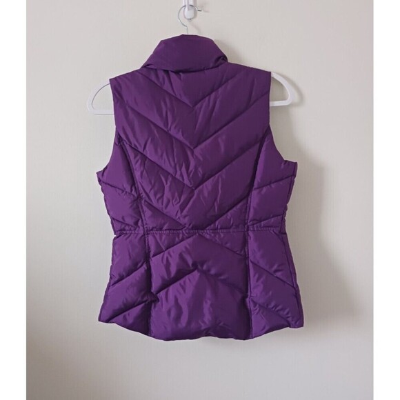 J.Crew Down Puffer Vest Zip Snap Fleece Lined‎ Pockets Purple Size S - Picture 2 of 7